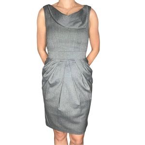 Grey Atmosphere Pleated Cowl Neck Dress